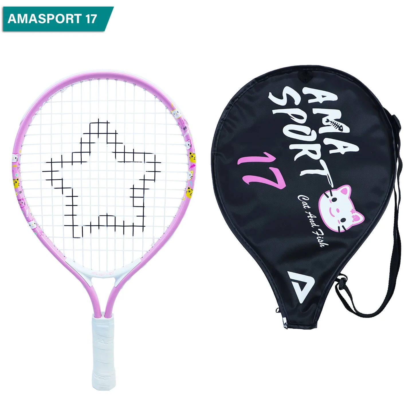 Raqueta de tenis infantil AMASPORT de 17" con bolsa de transporte – Juego para niños y niñas (de 3 a 8 años)