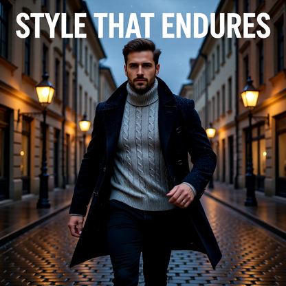 Suéter clásico de cuello alto para hombre: jersey cálido de punto con cuello alto