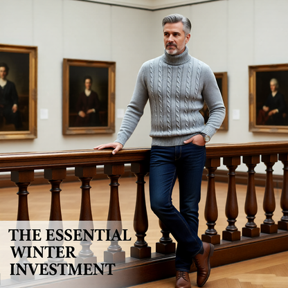 Suéter clásico de cuello alto para hombre: jersey cálido de punto con cuello alto