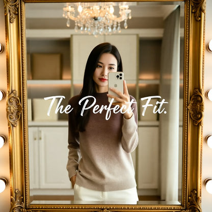 Suéter grueso de lana fina para mujer – Jersey de cuello alto con degradado de color | Prenda de punto elegante para el invierno de Raly