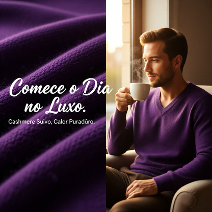 Men’s V-Neck Cashmere Wool Sweater – Soft Luxury Knit Pullover for Autumn & Winter