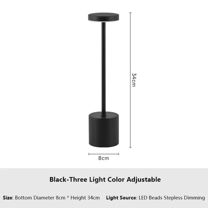 Lámpara de mesa LED con sensor táctil simple: recargable y elegante