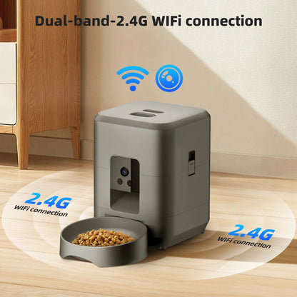 Dispensador automático inteligente de comida para mascotas de 2 litros con cámara – Dispensador de comida para perros y gatos con WiFi, control por aplicación, voz y temporizador.