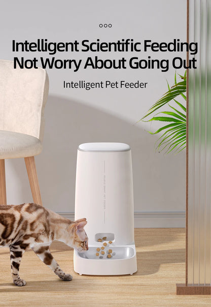 Comedero automático inteligente para gatos ROJECO – Dispensador de comida para mascotas con WiFi, temporizador, control por aplicación y grabación de voz (capacidad de 4 litros)