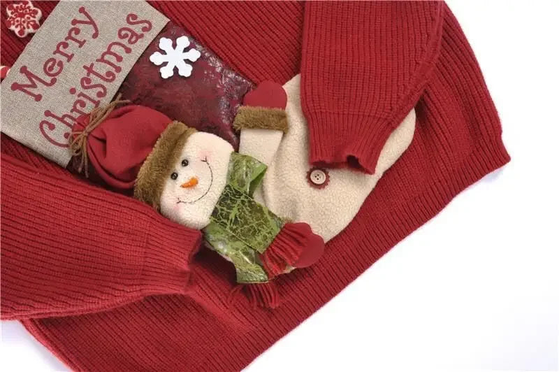 Pull-over ample et doux, brodé, motif floral 3D, maille épaisse, style gothique coréen, collection Noël 2026. Hauts et pulls féminins tendance.