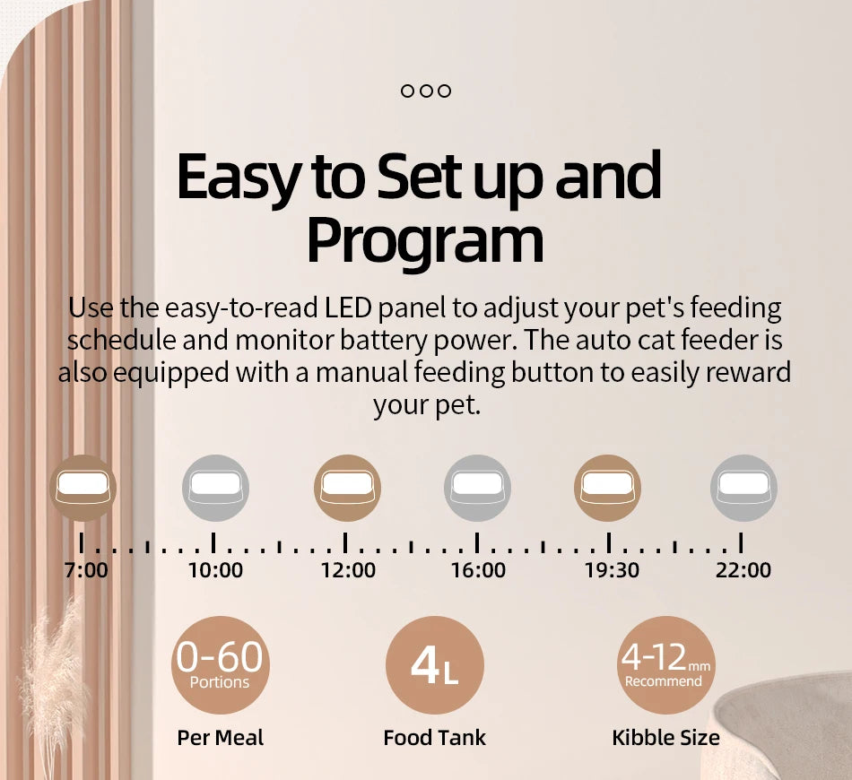 Comedero automático inteligente para gatos ROJECO – Dispensador de comida para mascotas con WiFi, temporizador, control por aplicación y grabación de voz (capacidad de 4 litros)