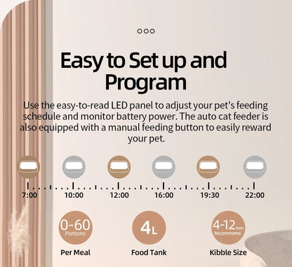 Comedero automático inteligente para gatos ROJECO – Dispensador de comida para mascotas con WiFi, temporizador, control por aplicación y grabación de voz (capacidad de 4 litros)