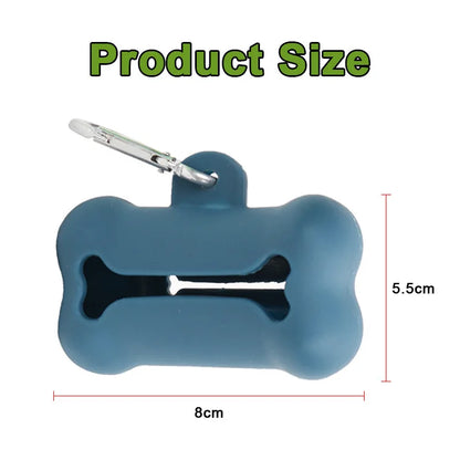 "Dog Waste Bag Dispenser – Soft Rubber Bone-Shaped Poop Bag Holder with Clip (Multi-Color)"