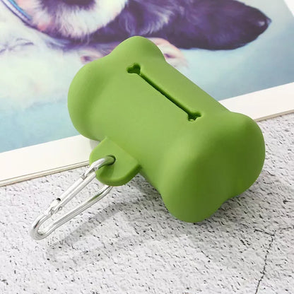 "Dog Waste Bag Dispenser – Soft Rubber Bone-Shaped Poop Bag Holder with Clip (Multi-Color)"