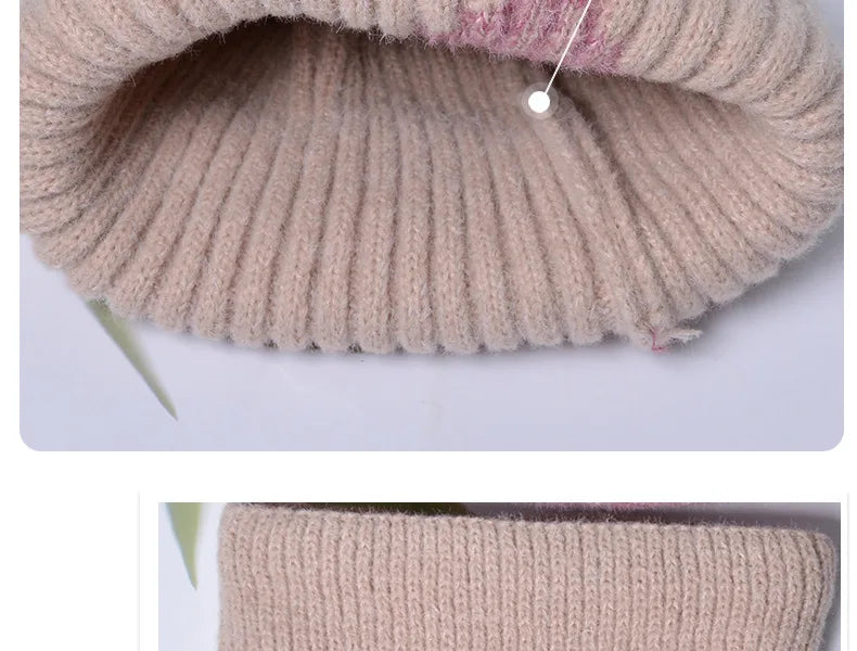 Ensemble bonnet et snood d'hiver pour femme – Bonnet et écharpe tricotés bicolores