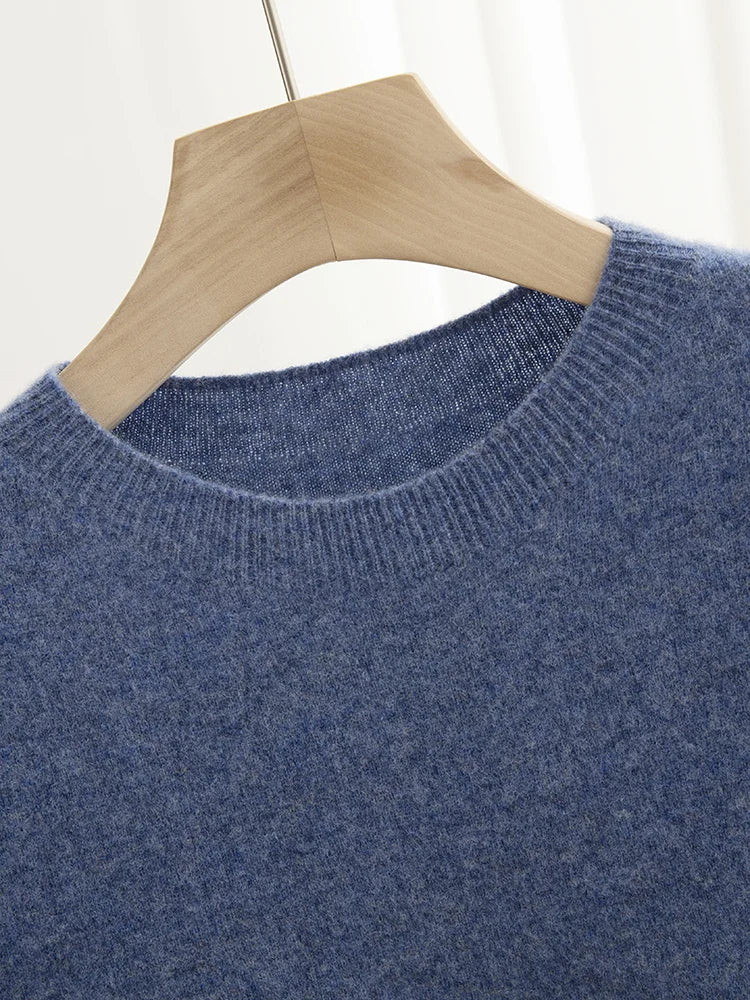 Pull homme 100 % laine mérinos, col rond, manches courtes – Collection