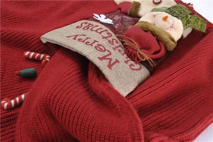 Pull-over ample et doux, brodé, motif floral 3D, maille épaisse, style gothique coréen, collection Noël 2026. Hauts et pulls féminins tendance.