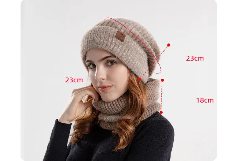 Ensemble bonnet et snood d'hiver pour femme – Bonnet et écharpe tricotés bicolores