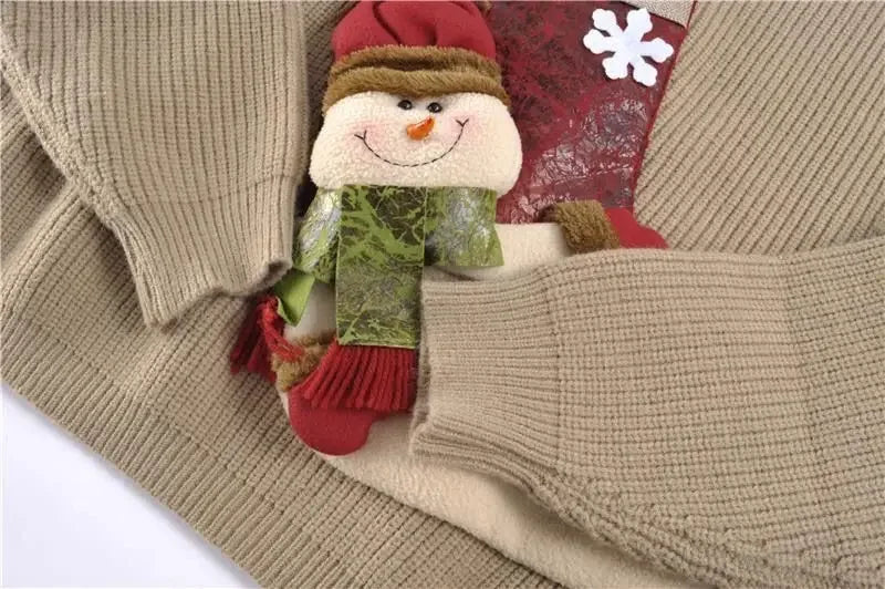 Pull-over ample et doux, brodé, motif floral 3D, maille épaisse, style gothique coréen, collection Noël 2026. Hauts et pulls féminins tendance.