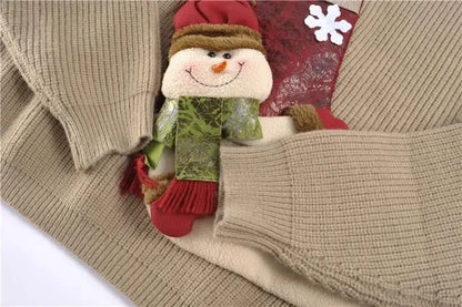 Pull-over ample et doux, brodé, motif floral 3D, maille épaisse, style gothique coréen, collection Noël 2026. Hauts et pulls féminins tendance.