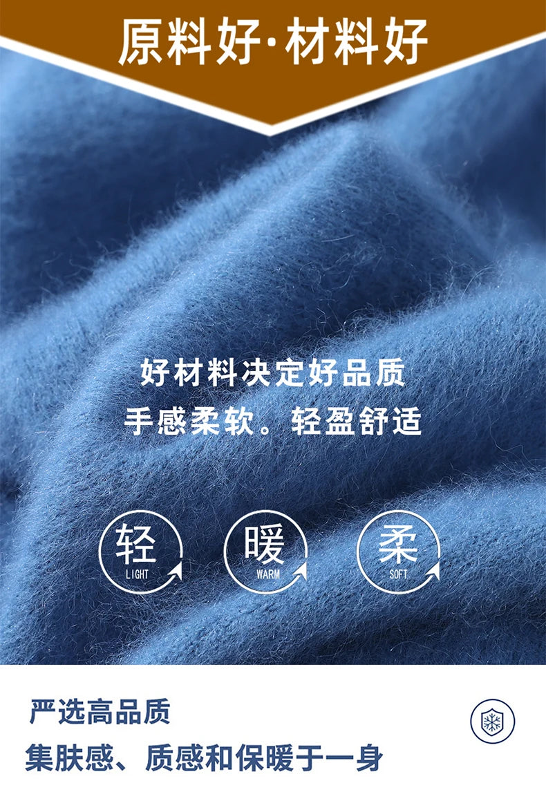 Suéter de cuello en V para hombre, 100% cachemir de visón puro – Suéter de punto suave de lujo para otoño e invierno