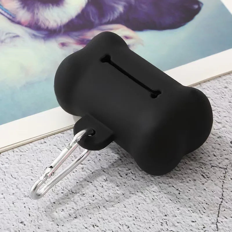 "Dog Waste Bag Dispenser – Soft Rubber Bone-Shaped Poop Bag Holder with Clip (Multi-Color)"