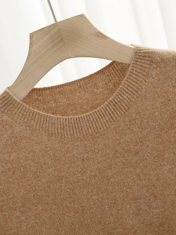 Pull homme 100 % laine mérinos, col rond, manches courtes – Collection