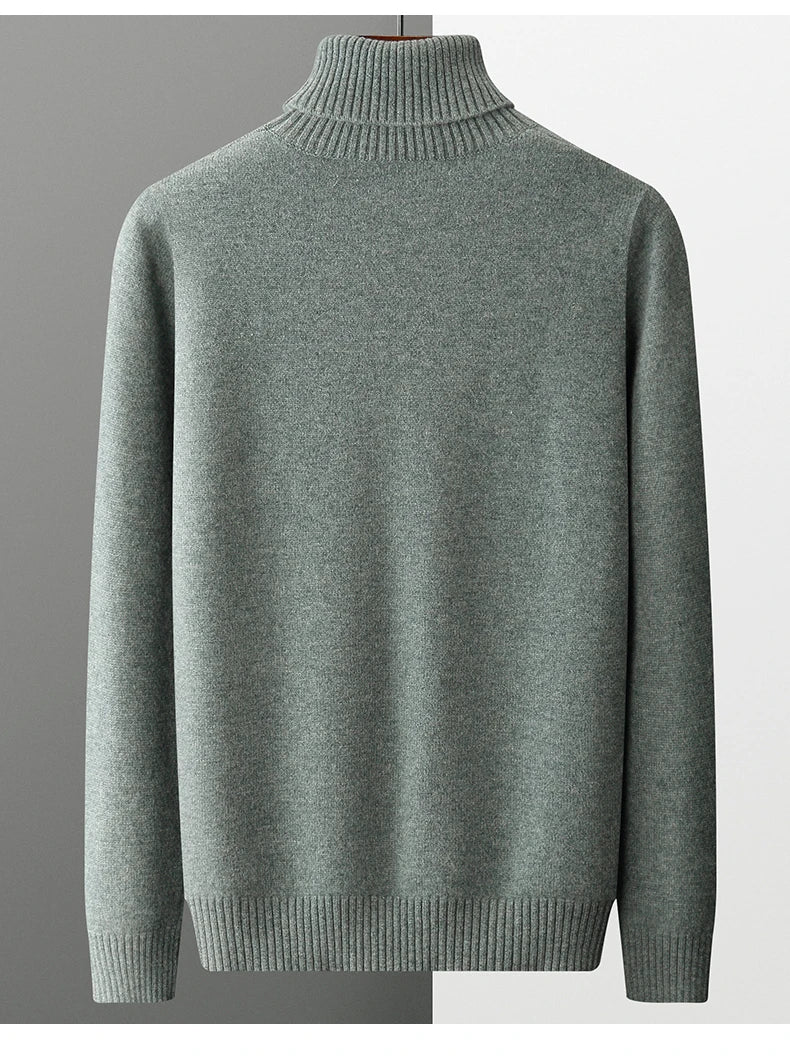 Men’s Cashmere Wool Sweater – Elegant Turn-Down Collar Knitwear for Autumn & Winter