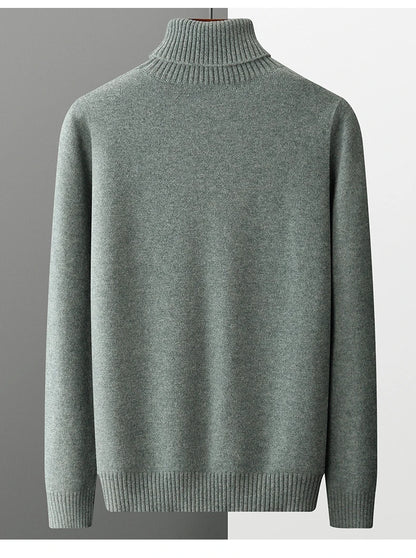 Men’s Cashmere Wool Sweater – Elegant Turn-Down Collar Knitwear for Autumn & Winter