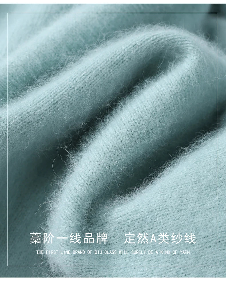 Suéter de cuello en V para hombre, 100% cachemir de visón puro – Suéter de punto suave de lujo para otoño e invierno