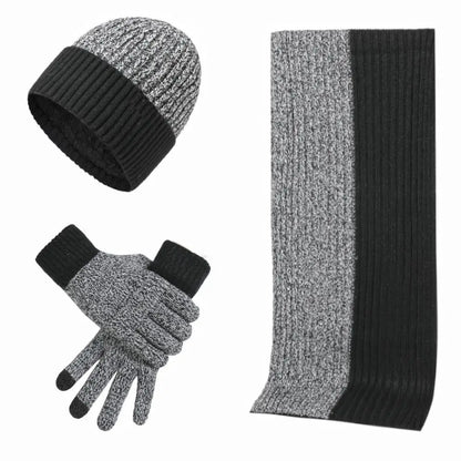 Conjunto de 3 gorros, bufandas y guantes de invierno para exteriores, resistentes al viento, cálidos y con protección para las orejas, de punto, para esquiar.