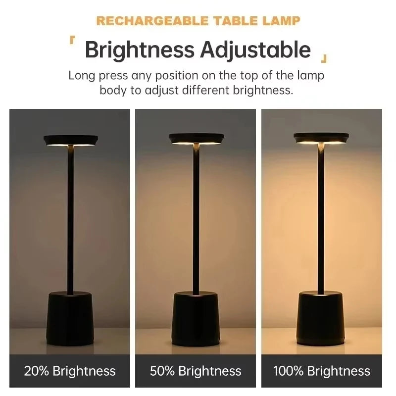 Lámpara de mesa LED con sensor táctil simple: recargable y elegante