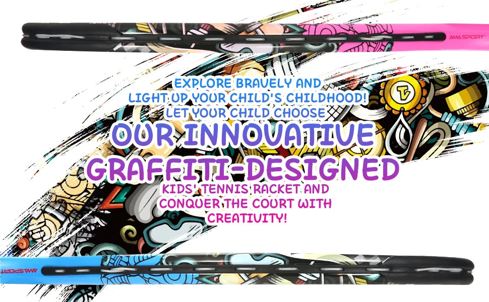 Raqueta de tenis infantil AMASPORT de 17" con bolsa de transporte – Juego para niños y niñas (de 3 a 8 años)