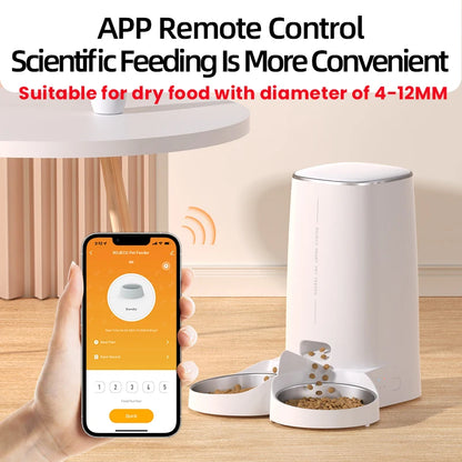 Comedero automático inteligente para gatos ROJECO – Dispensador de comida para mascotas con WiFi, temporizador, control por aplicación y grabación de voz (capacidad de 4 litros)