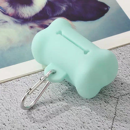 "Dog Waste Bag Dispenser – Soft Rubber Bone-Shaped Poop Bag Holder with Clip (Multi-Color)"