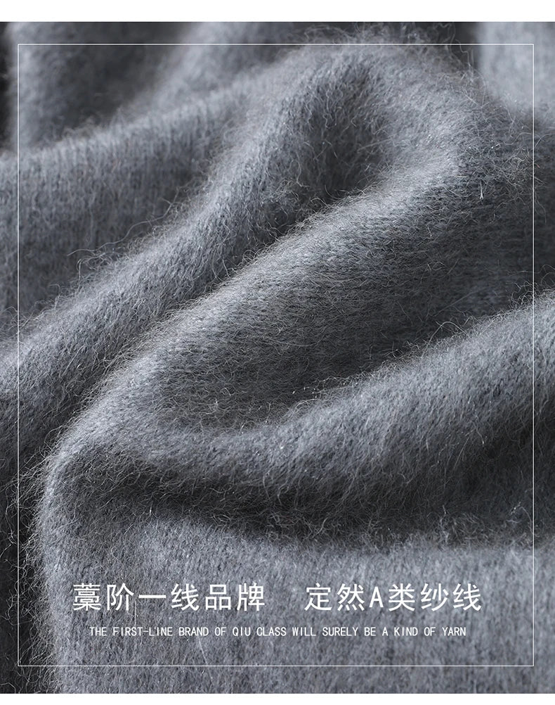 Suéter de cuello en V para hombre, 100% cachemir de visón puro – Suéter de punto suave de lujo para otoño e invierno