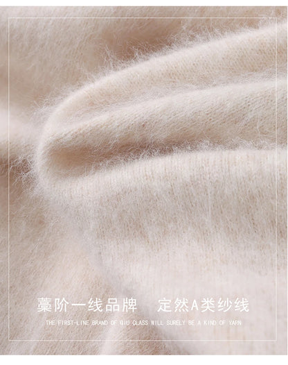 Suéter de cuello en V para hombre, 100% cachemir de visón puro – Suéter de punto suave de lujo para otoño e invierno