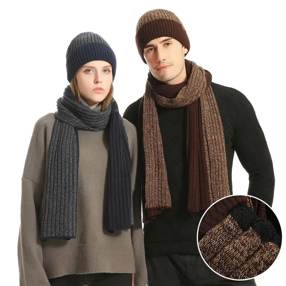 Conjunto de 3 gorros, bufandas y guantes de invierno para exteriores, resistentes al viento, cálidos y con protección para las orejas, de punto, para esquiar.