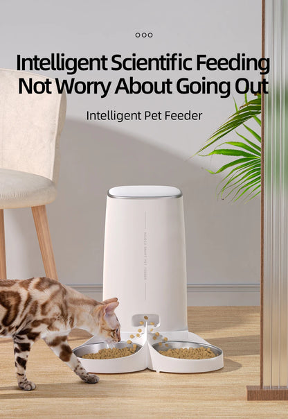 Comedero automático inteligente para gatos ROJECO – Dispensador de comida para mascotas con WiFi, temporizador, control por aplicación y grabación de voz (capacidad de 4 litros)