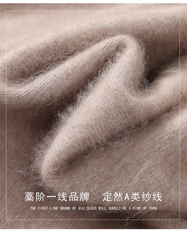 Suéter de cuello en V para hombre, 100% cachemir de visón puro – Suéter de punto suave de lujo para otoño e invierno