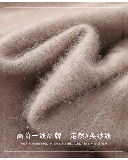 Suéter de cuello en V para hombre, 100% cachemir de visón puro – Suéter de punto suave de lujo para otoño e invierno