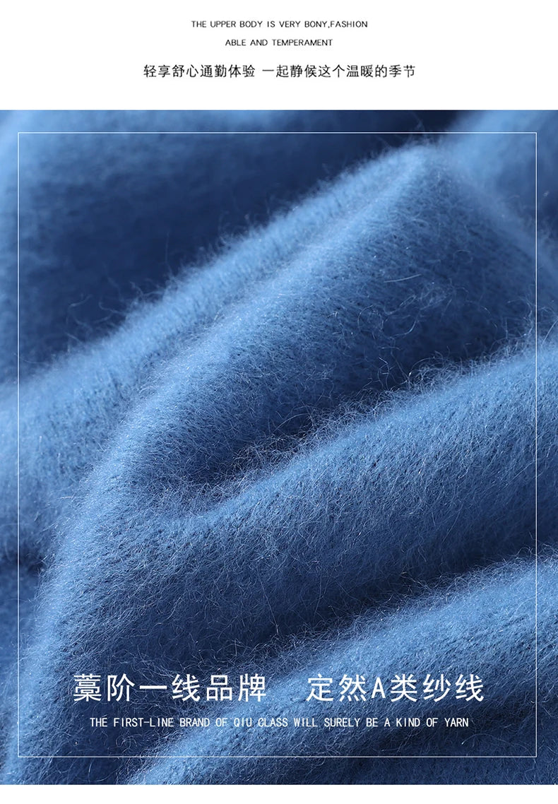 Suéter de cuello en V para hombre, 100% cachemir de visón puro – Suéter de punto suave de lujo para otoño e invierno