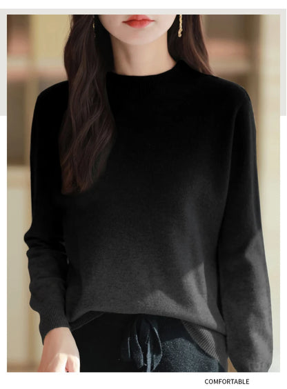 Suéter grueso de lana fina para mujer – Jersey de cuello alto con degradado de color | Prenda de punto elegante para el invierno de Raly
