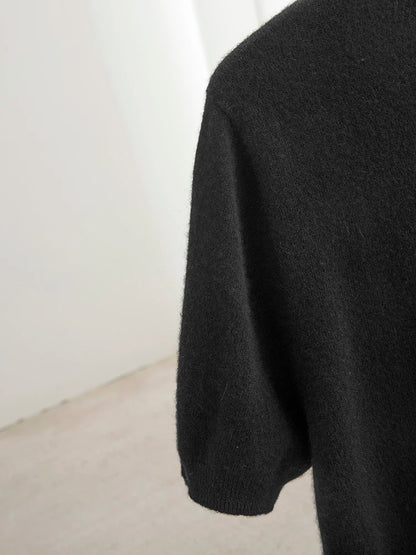 Pull homme 100 % laine mérinos, col rond, manches courtes – Collection