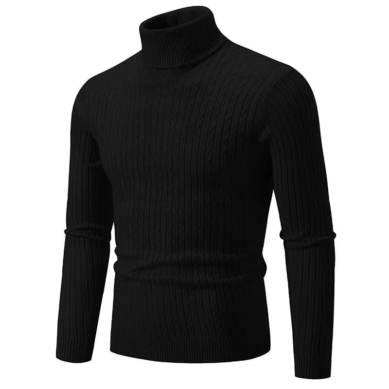 Suéter clásico de cuello alto para hombre: jersey cálido de punto con cuello alto