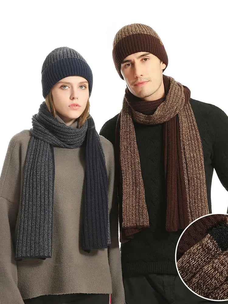 Conjunto de 3 gorros, bufandas y guantes de invierno para exteriores, resistentes al viento, cálidos y con protección para las orejas, de punto, para esquiar.