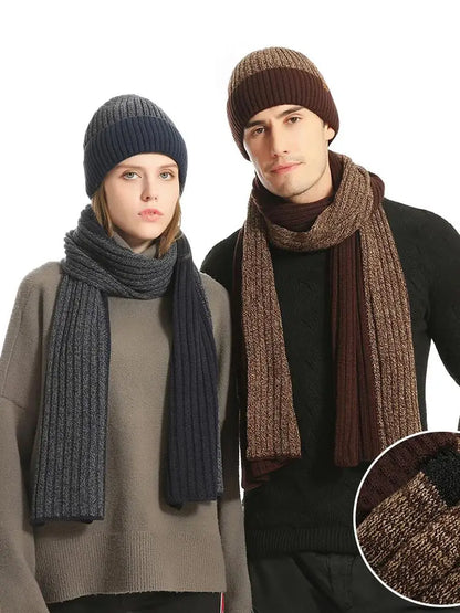 Conjunto de 3 gorros, bufandas y guantes de invierno para exteriores, resistentes al viento, cálidos y con protección para las orejas, de punto, para esquiar.