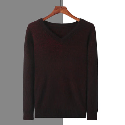 Men’s V-Neck Cashmere Wool Sweater – Soft Luxury Knit Pullover for Autumn & Winter
