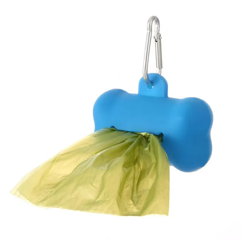"Dog Waste Bag Dispenser – Soft Rubber Bone-Shaped Poop Bag Holder with Clip (Multi-Color)"