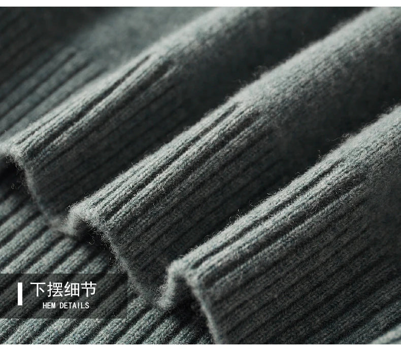 Men’s Cashmere Wool Sweater – Elegant Turn-Down Collar Knitwear for Autumn & Winter