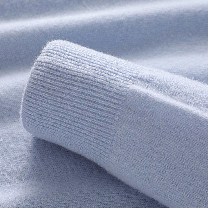 Suéter de lana merino 100 % para hombre: jersey de punto de lujo con cuello medio alto