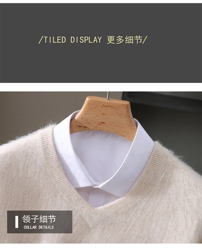 Men’s V-Neck Cashmere Wool Sweater – Soft Luxury Knit Pullover for Autumn & Winter