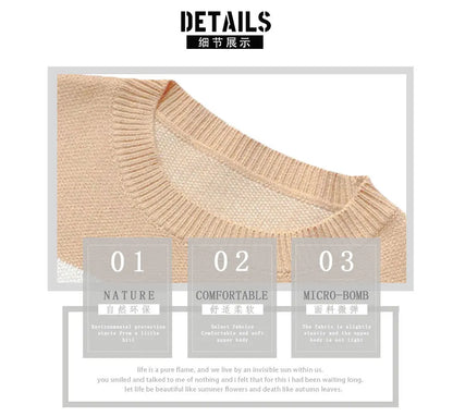 Suéter extragrande de jacquard con monograma para mujer: jersey de punto patchwork con cuello redondo