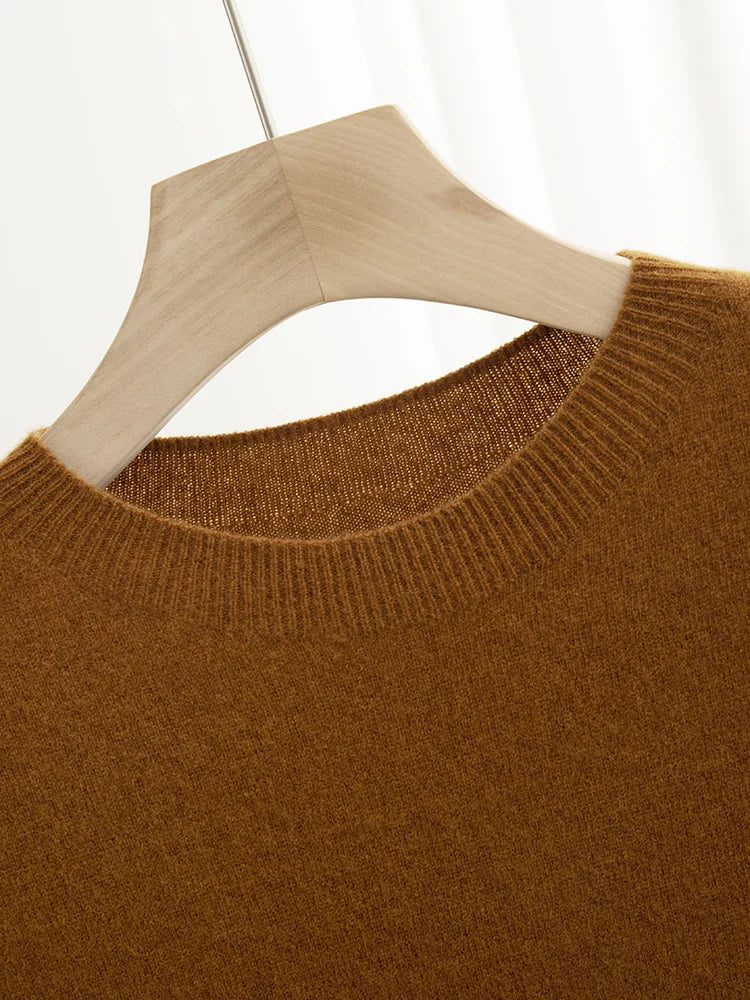 Pull homme 100 % laine mérinos, col rond, manches courtes – Collection