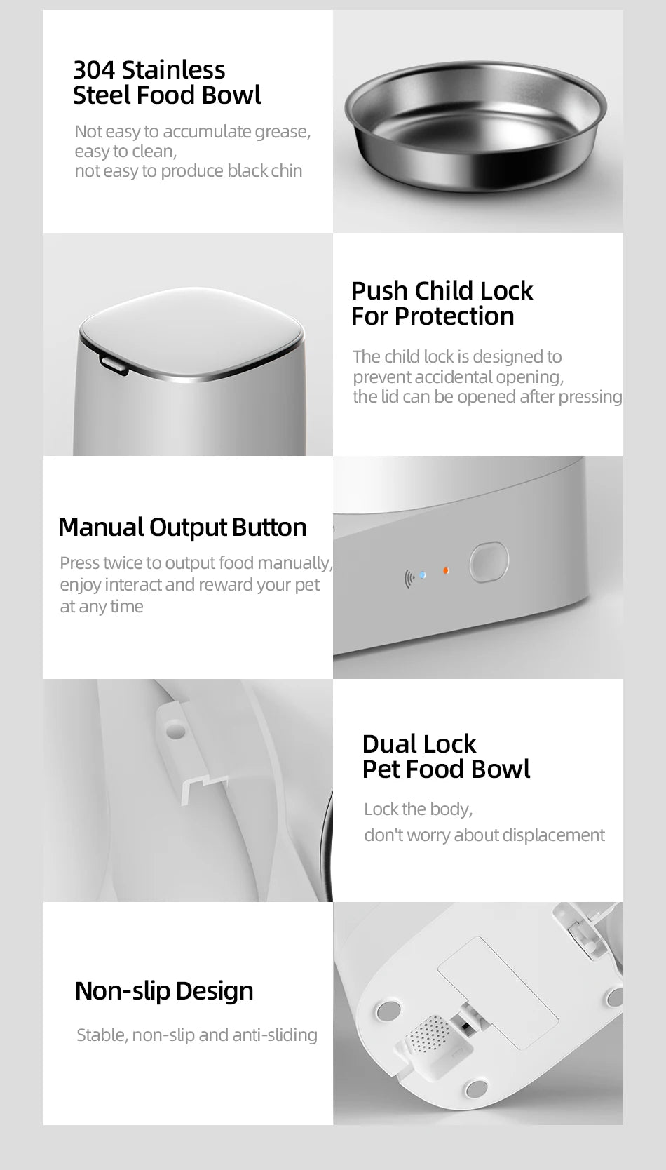 Comedero automático inteligente para gatos ROJECO – Dispensador de comida para mascotas con WiFi, temporizador, control por aplicación y grabación de voz (capacidad de 4 litros)